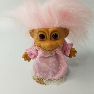Vintage Russ Berries Troll 4" Doll Nightgown Light Pink Hair Brown Eyes 18323